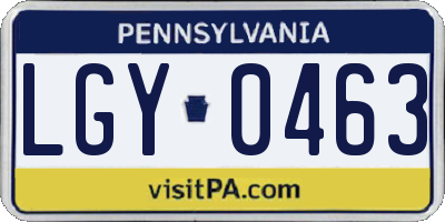 PA license plate LGY0463