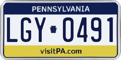 PA license plate LGY0491