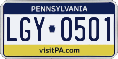 PA license plate LGY0501