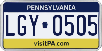 PA license plate LGY0505