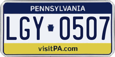 PA license plate LGY0507