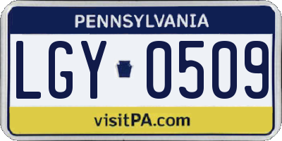 PA license plate LGY0509