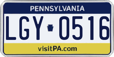 PA license plate LGY0516