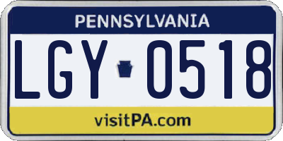 PA license plate LGY0518