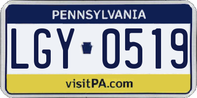 PA license plate LGY0519