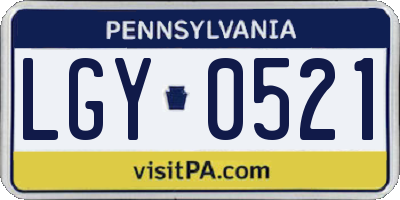 PA license plate LGY0521