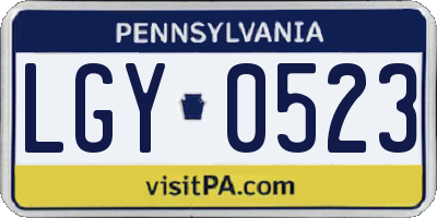 PA license plate LGY0523