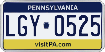 PA license plate LGY0525