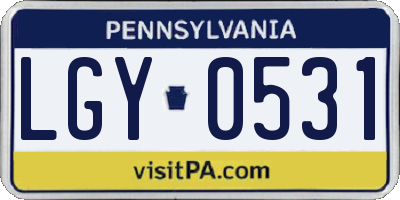 PA license plate LGY0531