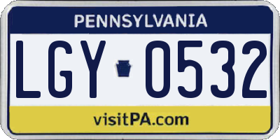 PA license plate LGY0532