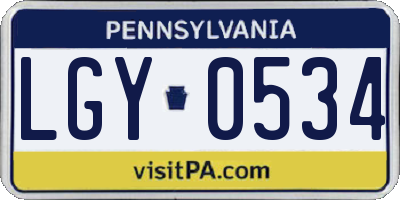 PA license plate LGY0534