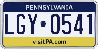 PA license plate LGY0541