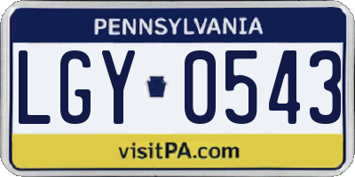 PA license plate LGY0543