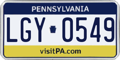 PA license plate LGY0549