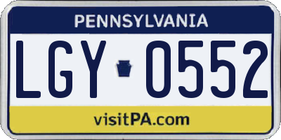 PA license plate LGY0552