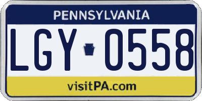 PA license plate LGY0558