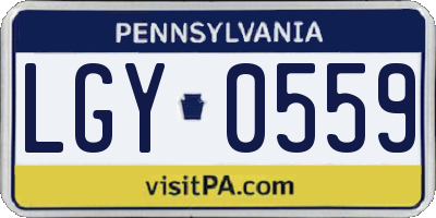 PA license plate LGY0559