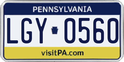 PA license plate LGY0560