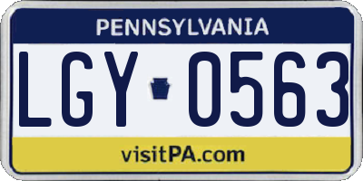 PA license plate LGY0563