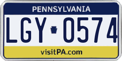 PA license plate LGY0574
