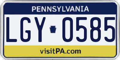 PA license plate LGY0585