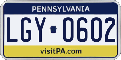 PA license plate LGY0602