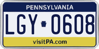 PA license plate LGY0608
