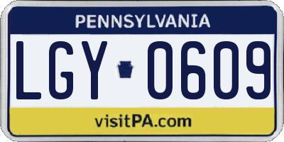 PA license plate LGY0609