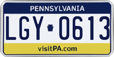 PA license plate LGY0613