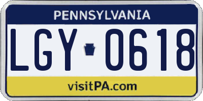 PA license plate LGY0618