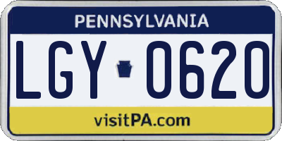 PA license plate LGY0620