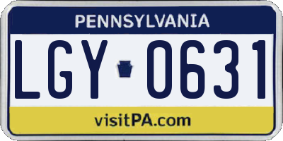 PA license plate LGY0631