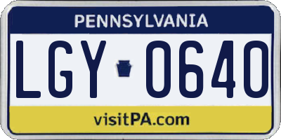 PA license plate LGY0640