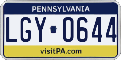 PA license plate LGY0644
