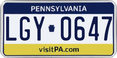 PA license plate LGY0647
