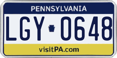 PA license plate LGY0648