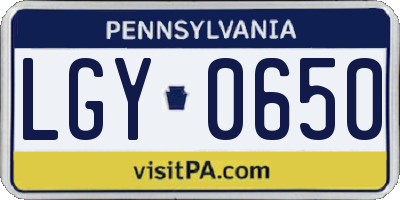 PA license plate LGY0650