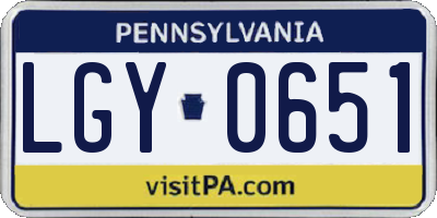 PA license plate LGY0651