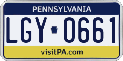 PA license plate LGY0661