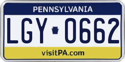 PA license plate LGY0662
