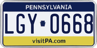 PA license plate LGY0668