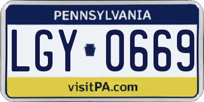 PA license plate LGY0669