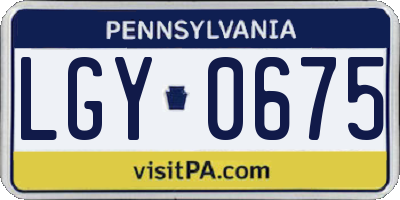 PA license plate LGY0675