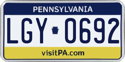 PA license plate LGY0692