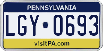 PA license plate LGY0693