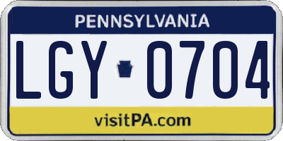 PA license plate LGY0704
