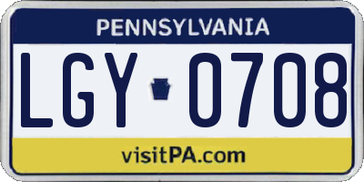 PA license plate LGY0708