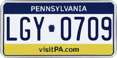 PA license plate LGY0709