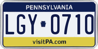 PA license plate LGY0710