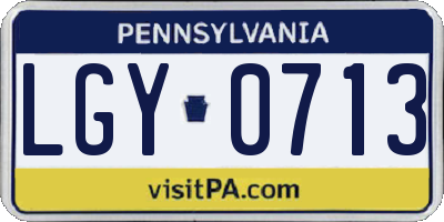 PA license plate LGY0713